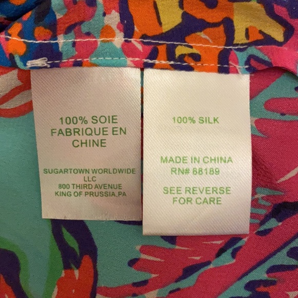 Lilly Pulitzer high neck SILK top! Sz XS - Picture 5 of 6